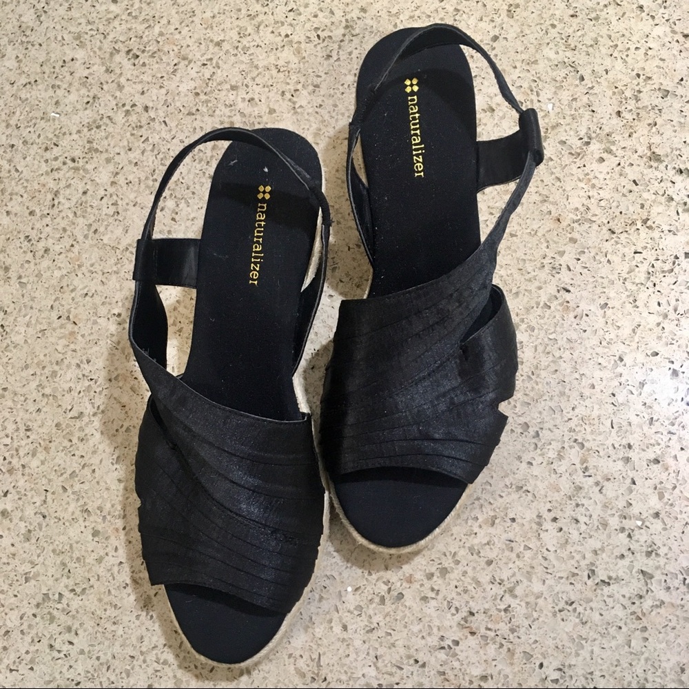 Naturalizer black espadrille wedge sandal!